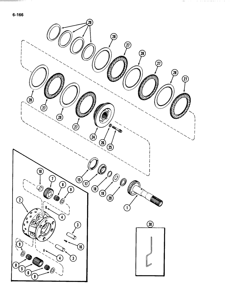 Схема запчастей Case IH 4494 - (6-166) - TRANSMISSION CLUTCH ASSEMBLY, (C2) CLUTCH AND PLANETARY, PRIOR TO TRANSMISION SERIAL NO. 16258468 (06) - POWER TRAIN