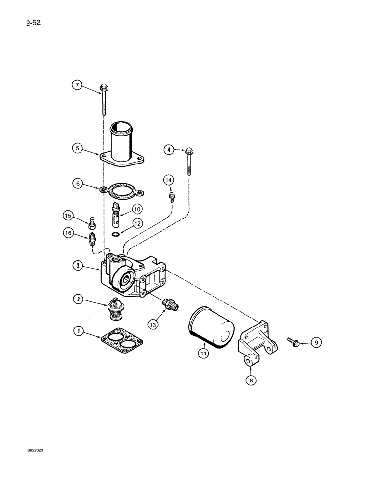 Схема запчастей Case IH 7150 - (2-052) - THERMOSTAT HOUSING, 6T-830 ENGINE, 6TA-830 ENGINE (02) - ENGINE