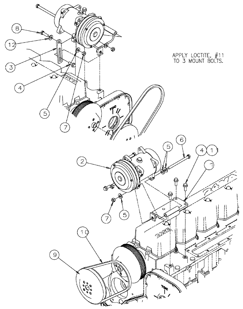 Схема запчастей Case IH 3185 - (03-030) - A/C COMPRESSOR PACKAGE (01) - ENGINE