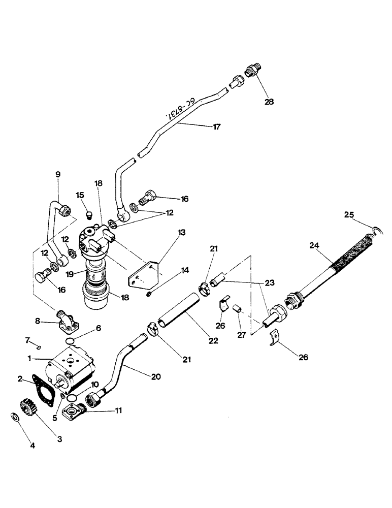 Схема запчастей Case IH 733 - (10-40) - HYDRAULIC PUMP, OIL LINES, PRESSURE OIL FILTER - 733 (-XXX) - (07) - HYDRAULICS