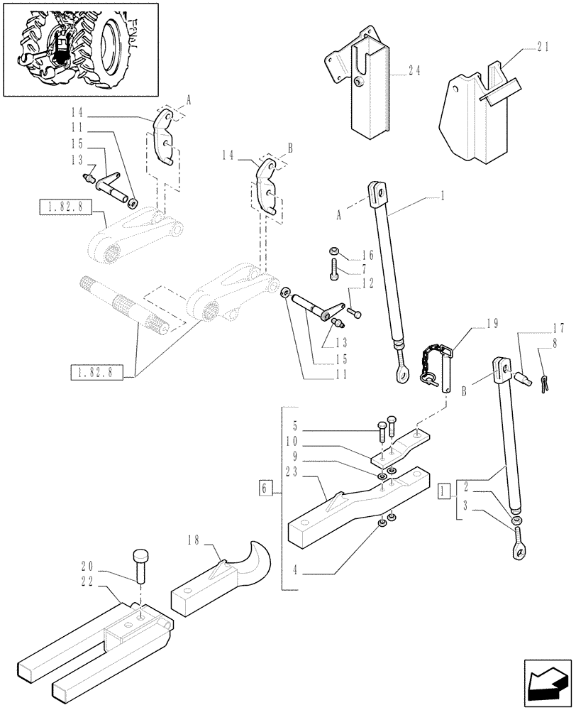 Схема запчастей Case IH PUMA 165 - (1.89.3[03]) - (VAR.248) HYDRAULIC AUTO PICK-UP HITCH WITH DRAWBAR (09) - IMPLEMENT LIFT