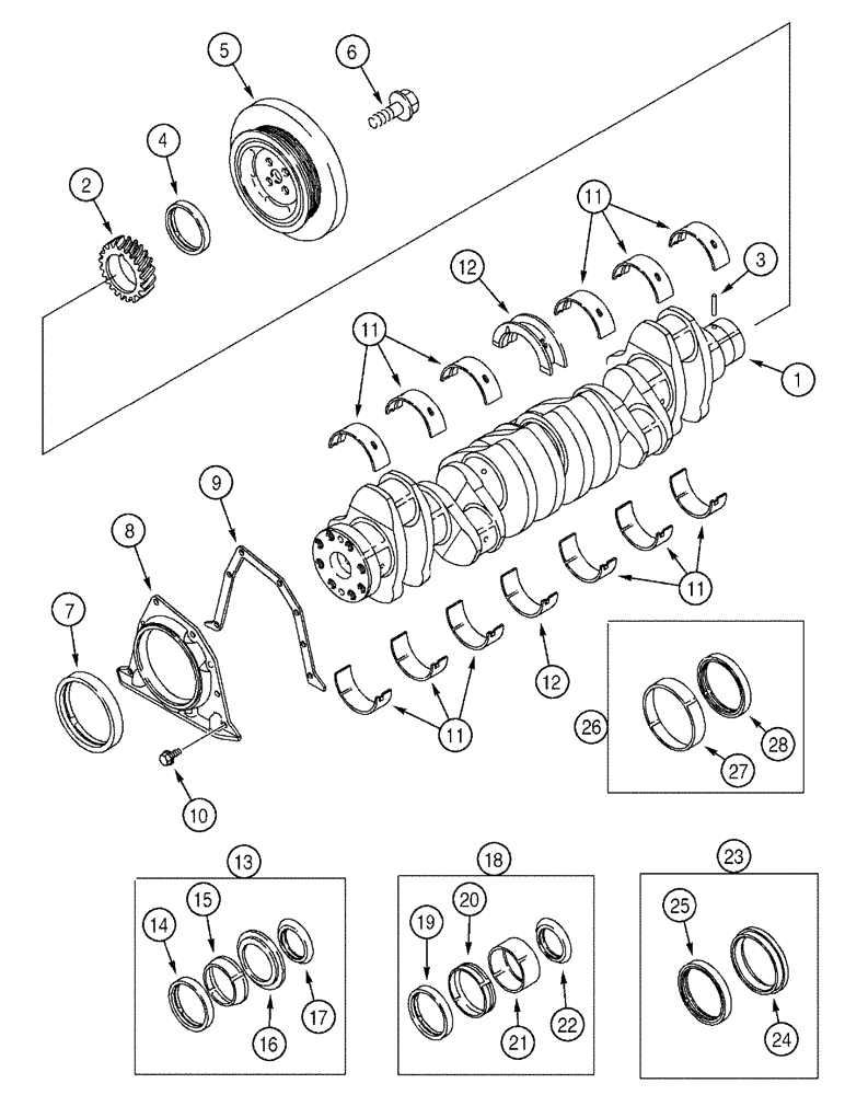 Схема запчастей Case IH 3150 - (03-018) - CRANKSHAFT (01) - ENGINE