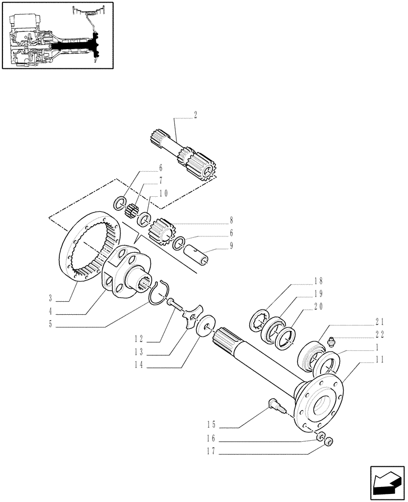 Схема запчастей Case IH MAXXUM 110 - (1.48.1/01) - HEAVY DUTY REAR FINAL DRIVES - GEARS AND AXLE-SHAFT (VAR.330336) (05) - REAR AXLE