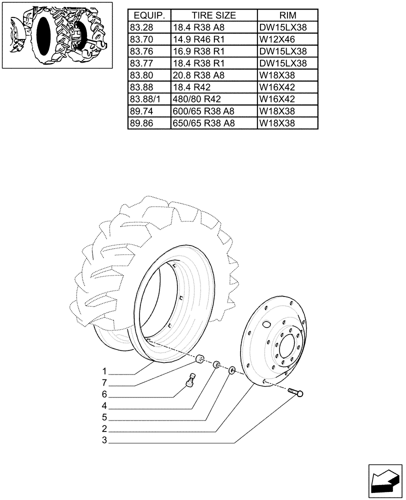 Схема запчастей Case IH MAXXUM 100 - (83.00[01]) - DRIVE WHEELS (11) - WHEELS/TRACKS