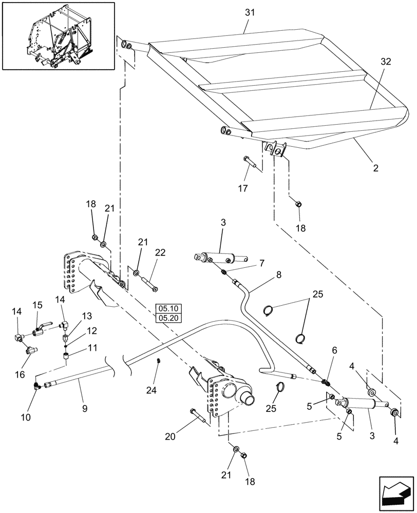 Схема запчастей Case IH RB564 - (18.09[1]) - DIA KIT, HYDRAULIC BALE EJECTOR & HYDRAULICS (18) - ACCESSORIES