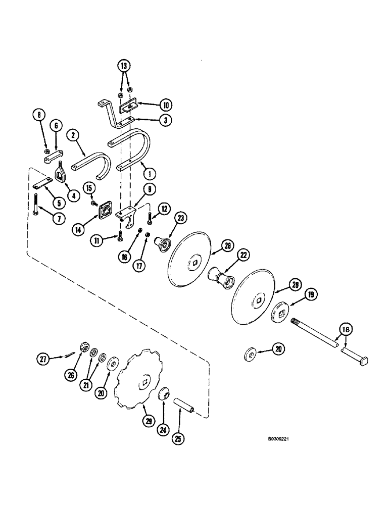 Схема запчастей Case IH 3900 - (9-16) - CUSHION DISK GANG, PRIOR TO P.I.N. JAG0183120 (09) - CHASSIS/ATTACHMENTS