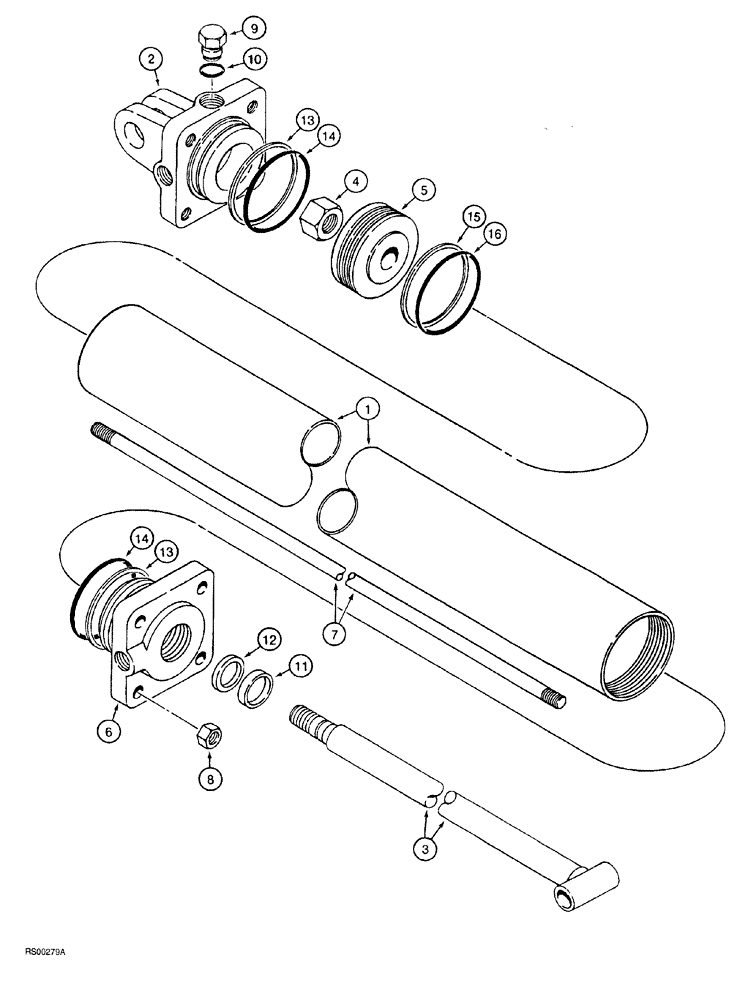 Схема запчастей Case IH 5700 - (8-062) - CYLINDER ASSEMBLY - 1285753C94, 3-1/2 ID X 34 INCH STROKE (08) - HYDRAULICS