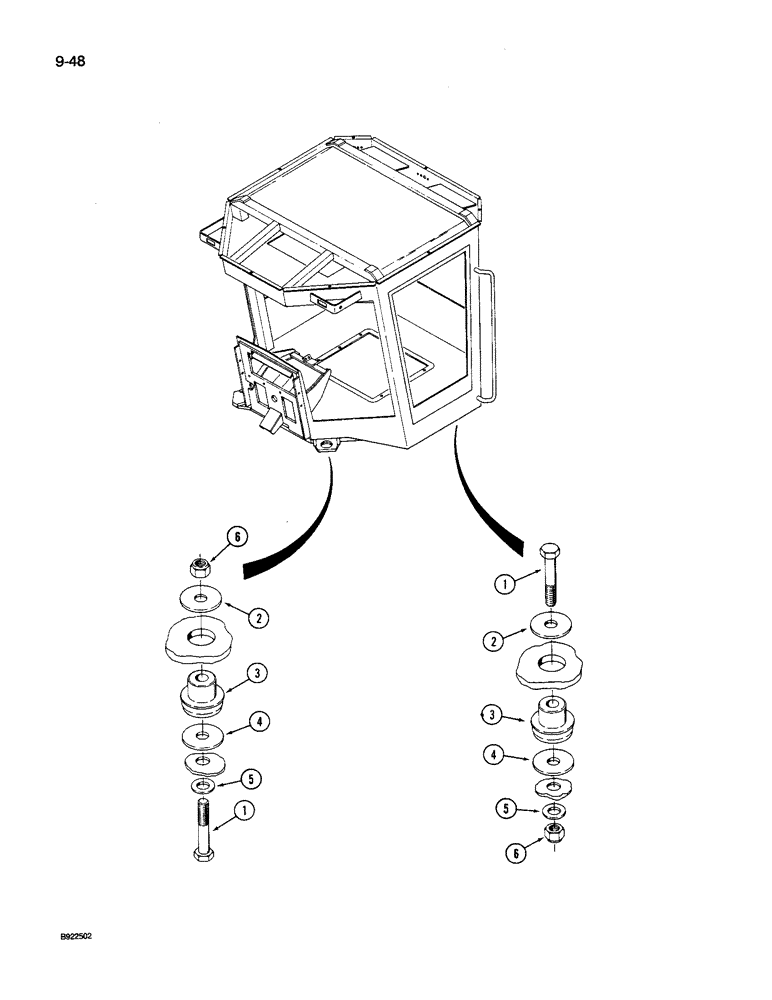 Схема запчастей Case IH 9260 - (9-048) - MOUNTS, CAB AND ROPS (09) - CHASSIS/ATTACHMENTS