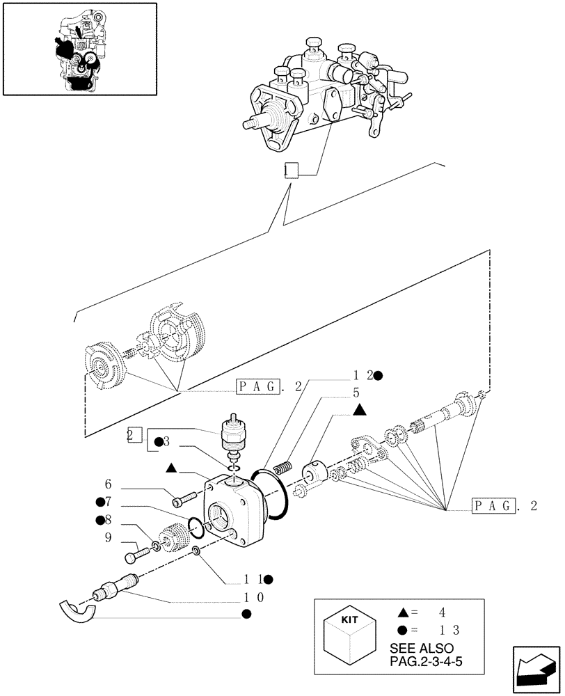 Схема запчастей Case IH JX75 - (0.14.0/01A[01]) - INJECTION PUMP, FUEL SHUT - OFF SOLENOID (01) - ENGINE