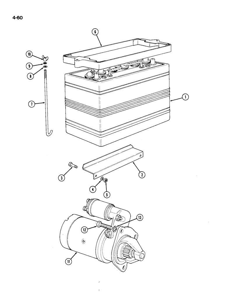 Схема запчастей Case IH 1194 - (4-60) - BATTERY AND STARTER (04) - ELECTRICAL SYSTEMS