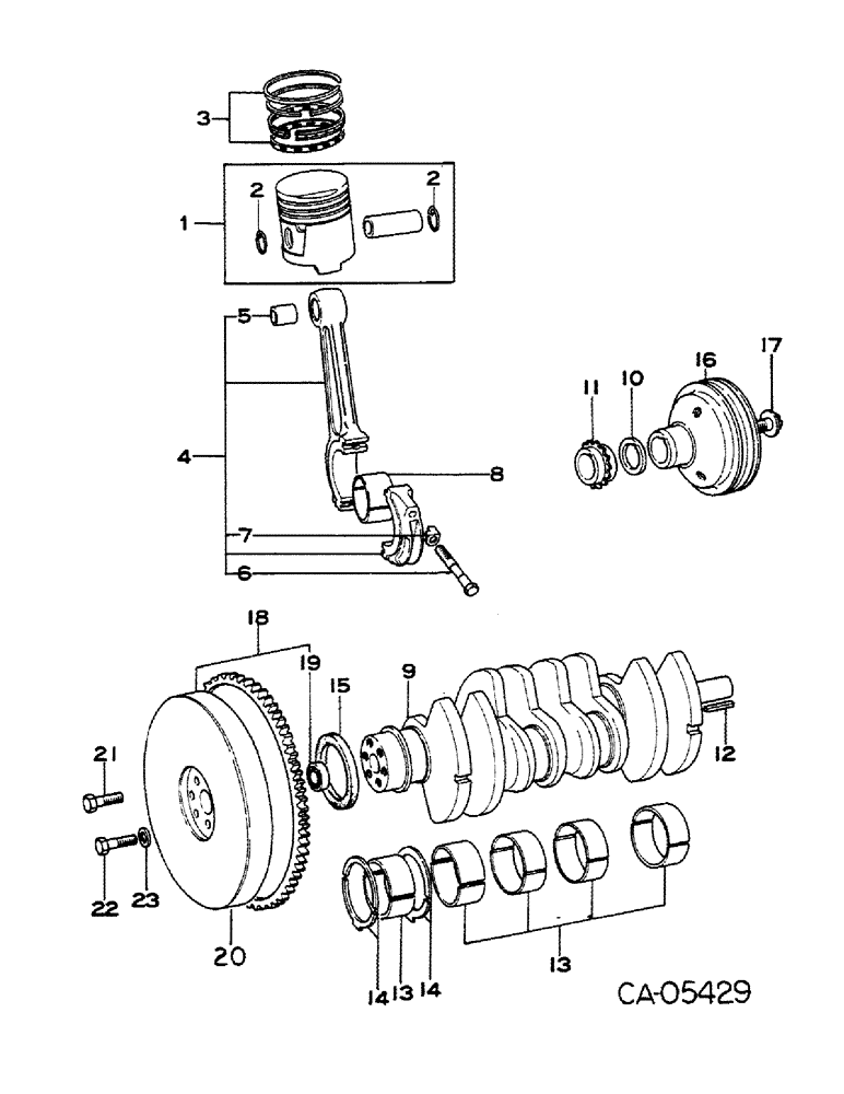 Схема запчастей Case IH 284 - (12-08) - POWER, GASOLINE ENGINE, MAZDA, CRANKSHAFT, FLYWHEEL AND PISTONS Power