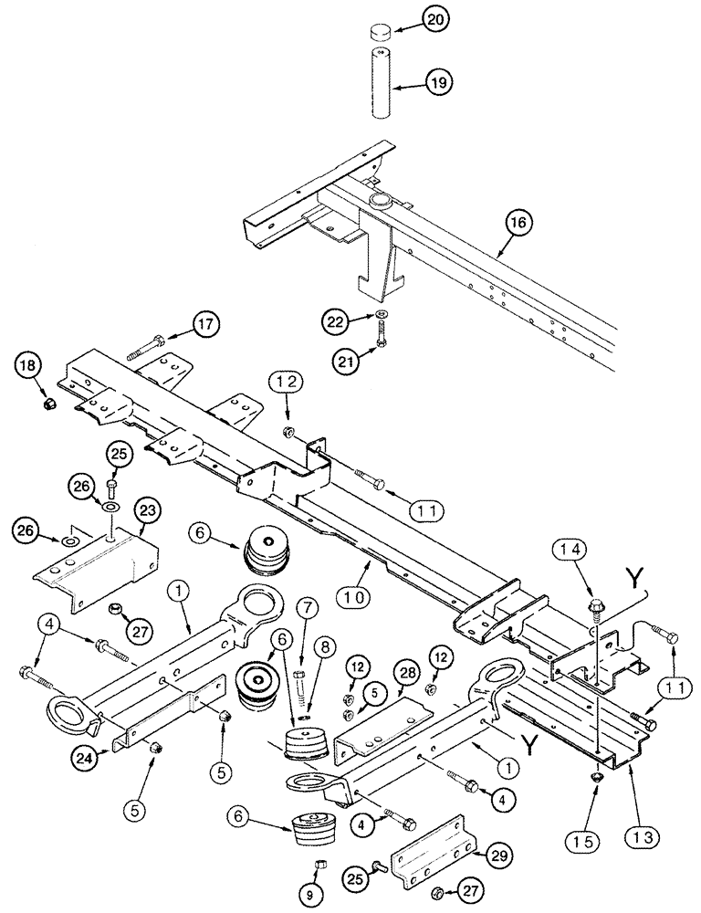 Схема запчастей Case IH 2344 - (09H-17) - PLATFORM SUPPORT - LADDER PIVOT - ASN JJC0174260 (12) - CHASSIS