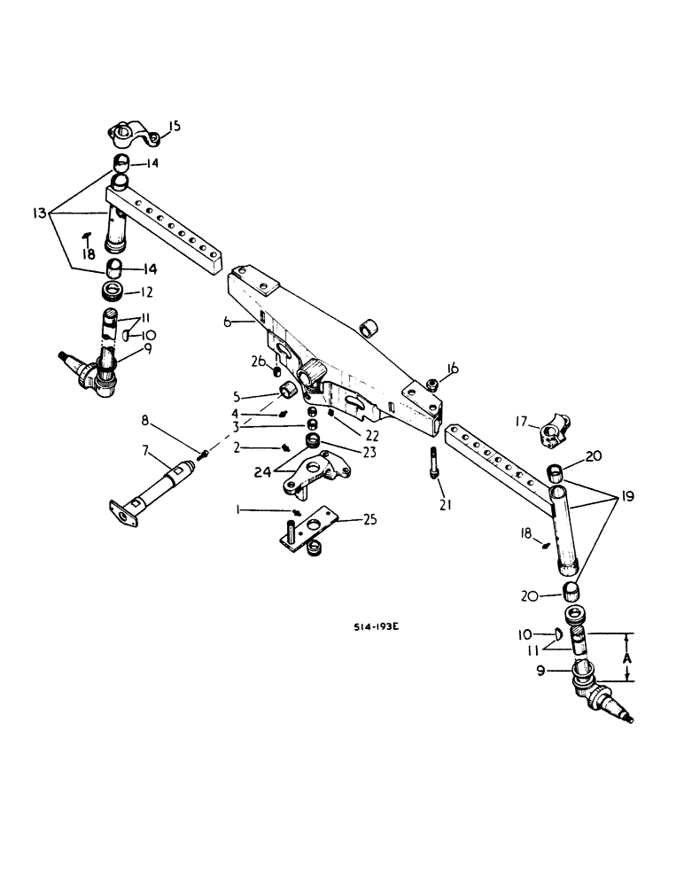 Схема запчастей Case IH 385 - (14-02) - SUSPENSION, ADJUSTABLE FRONT AXLE, STRAIGHT, LOW SPINDLE, 52 TO 80 INCH TRACK Suspension