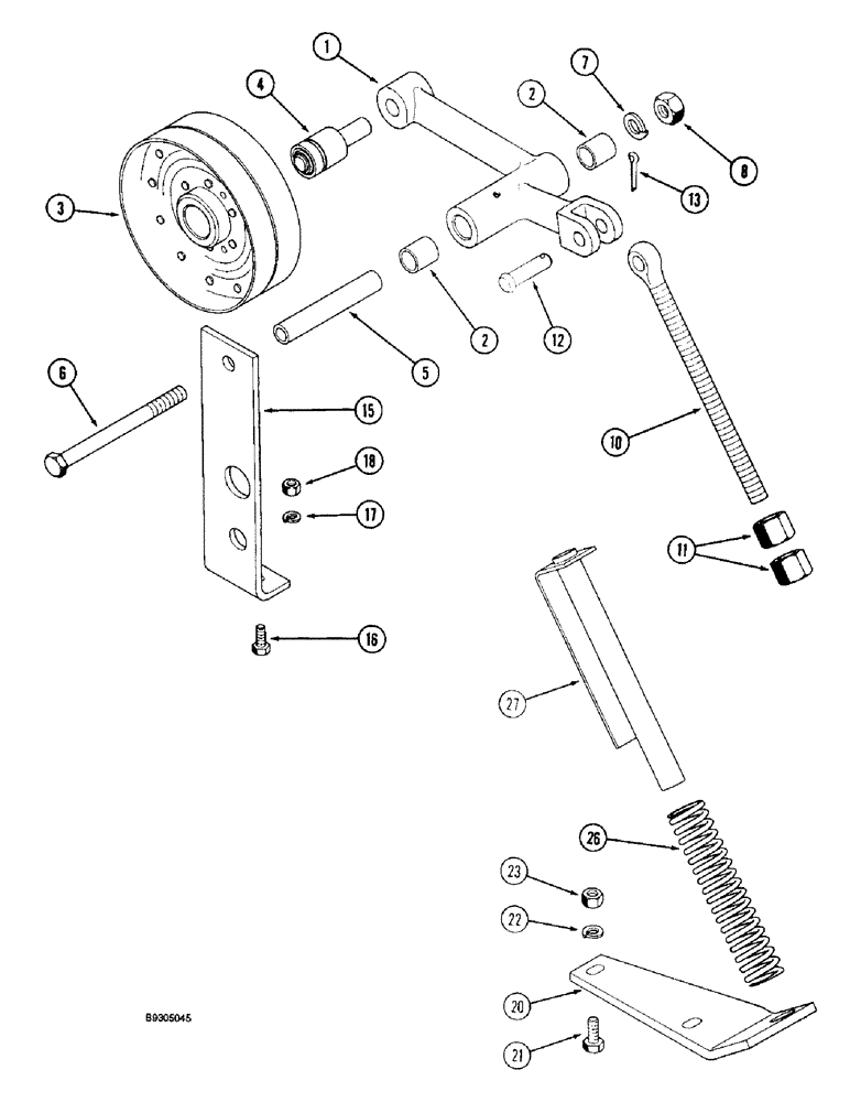 Схема запчастей Case IH 2055 - (9C-16) - FRONT FAN IDLER PULLEY LINKAGE (15) - HANDLING SYSTEM