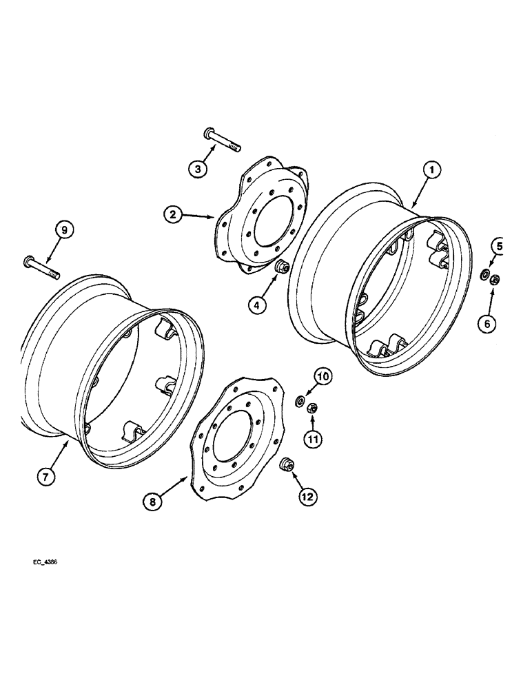 Схема запчастей Case IH 4240 - (5-56) - FRONT WHEELS, MFD TRACTOR, 24 INCH AND 28 INCH WHEELS (05) - STEERING