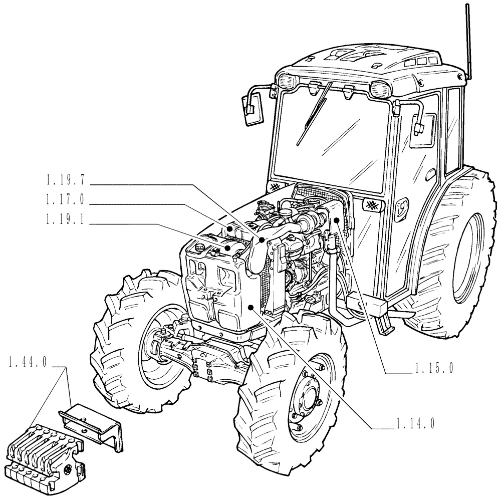 Схема запчастей Case IH JX1070N - (1.09.0) - SEC. 02 - ENGINE EQUIP. (02) - ENGINE EQUIPMENT