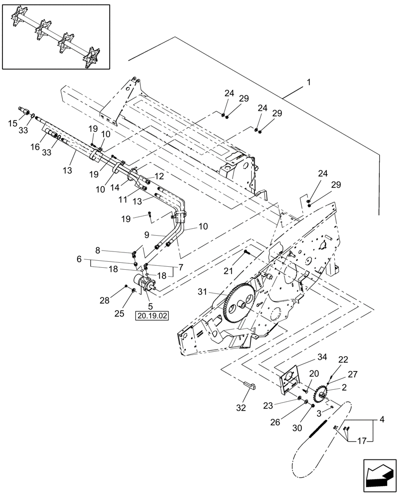 Схема запчастей Case IH HDX182 - (20.19.01) - HYDRAULIC REEL DRIVE KIT (35) - HYDRAULIC SYSTEMS