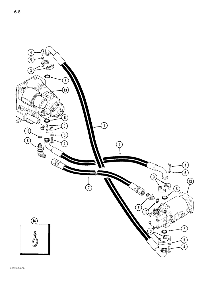 Схема запчастей Case IH 1844 - (6-08) - HYDROSTATIC PUMP TO HYDROSTATIC MOTOR CIRCUIT (03) - POWER TRAIN