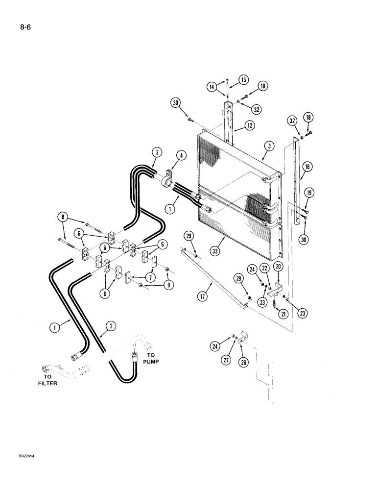 Схема запчастей Case IH 9230 - (8-006) - HYDRAULIC SYSTEM, OIL COOLER AND MOUNTING (08) - HYDRAULICS