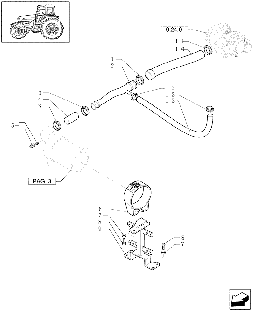 Схема запчастей Case IH JX1090U - (1.19.1[02]) - DRY AIR CLEANER PIPES (02) - ENGINE EQUIPMENT