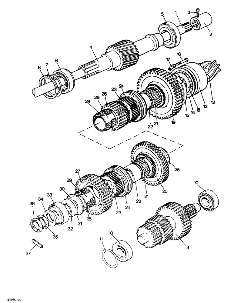 Схема запчастей Case IH 1212 - (6-54) - SHAFTS AND GEARS, RANGE GEARBOX, 1212, 1212Q, 1212G AND 1212SK TRACTORS (06) - POWER TRAIN