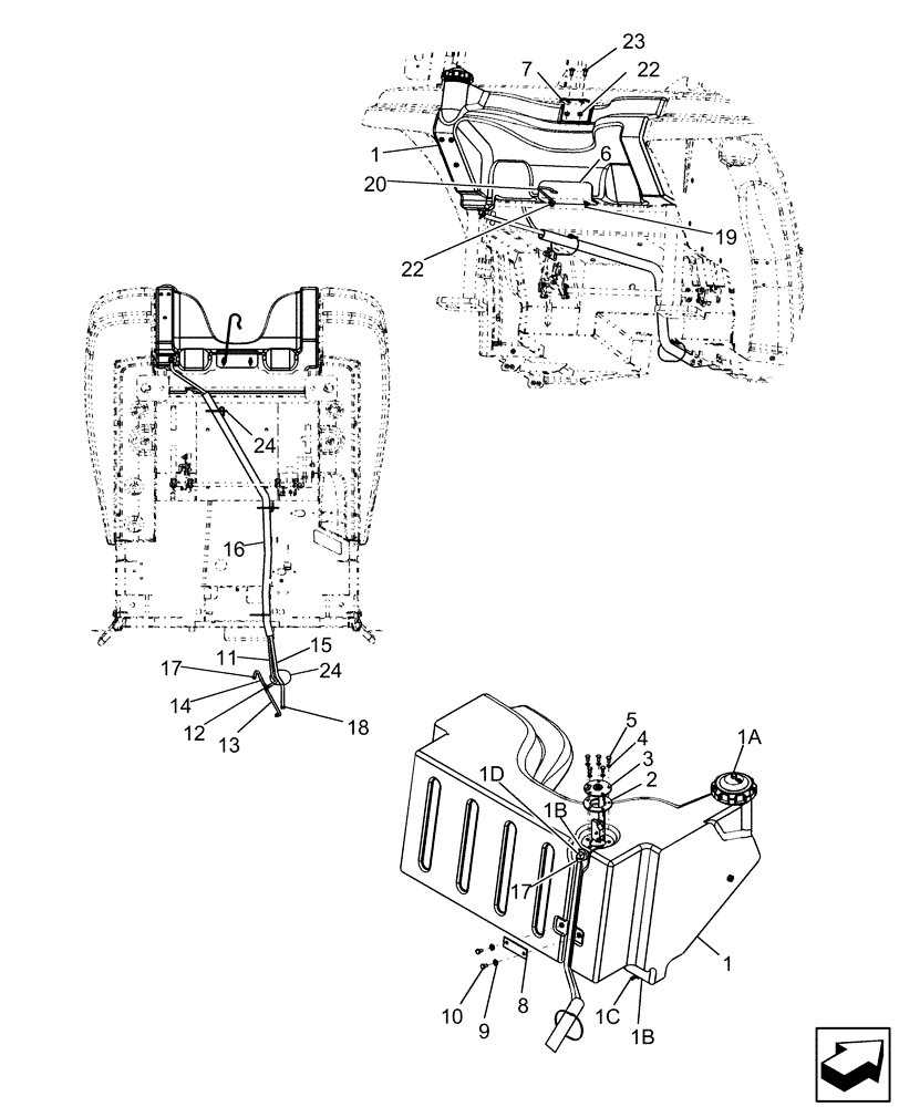 Схема запчастей Case IH DX55 - (02.04) - FUEL TANK & RELATED PARTS (02) - ENGINE EQUIPMENT