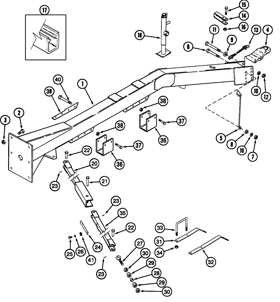 Схема запчастей Case IH 5500 - (9-82) - TONGUE AND TENSION BARS (09) - CHASSIS