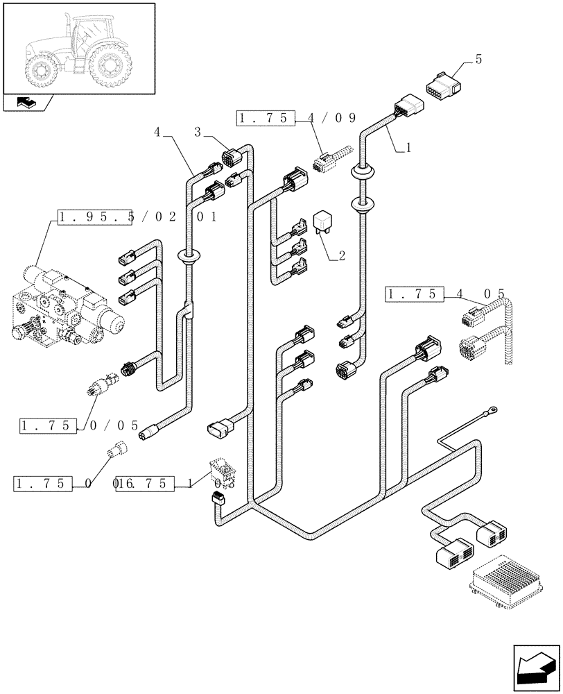 Схема запчастей Case IH PUMA 180 - (1.75.4/14[01A]) - (VAR.190-330) AUTO GUIDANCE SYSTEM READY - CABLES - D6831 (06) - ELECTRICAL SYSTEMS