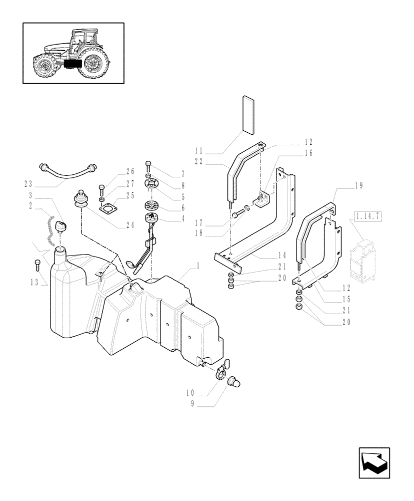 Схема запчастей Case IH MXU130 - (1.14.0/01[01]) - FUEL TANK AND RELATED PARTS - C5533 (02) - ENGINE EQUIPMENT