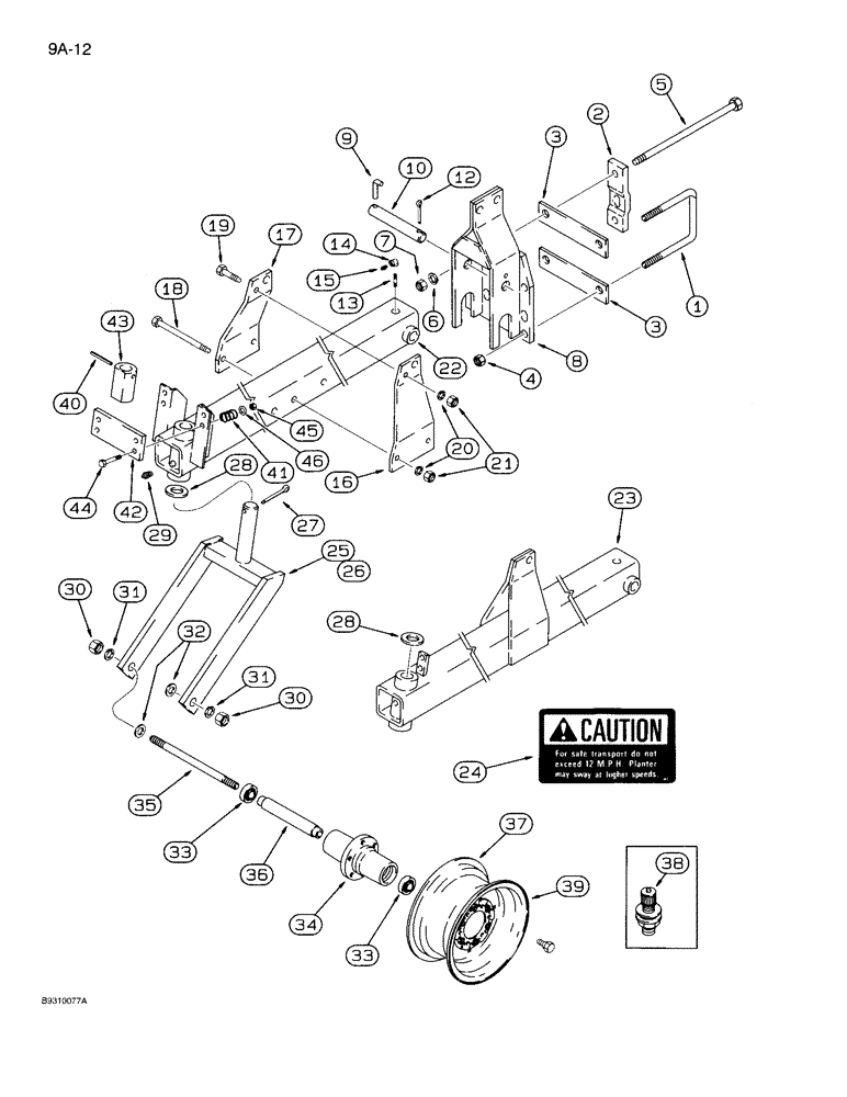 Схема запчастей Case IH 950 - (9A-12) - ASSIST WHEELS, 6 ROW AND 8 ROW (09) - CHASSIS/ATTACHMENTS