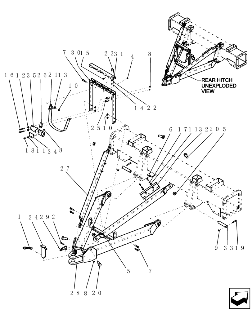 Схема запчастей Case IH 2230 - (39.100.12) - CART REAR HITCH (39) - FRAMES AND BALLASTING