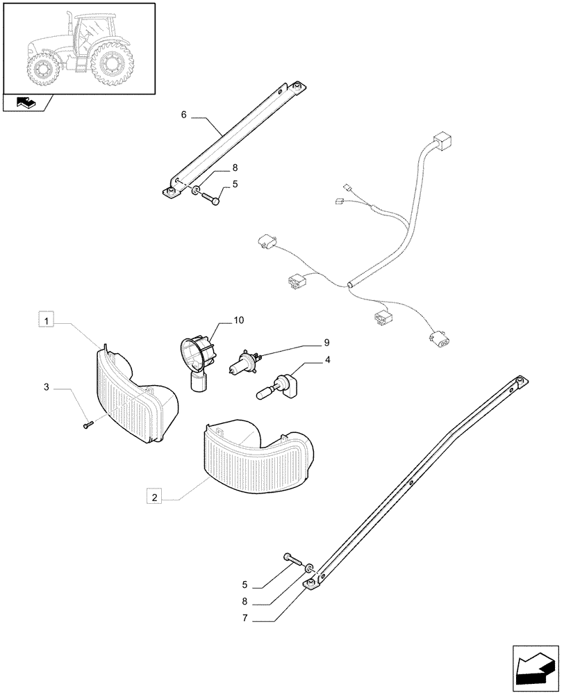 Схема запчастей Case IH MAXXUM 120 - (1.75.6[01]) - FRONT HEADLAMPS (06) - ELECTRICAL SYSTEMS