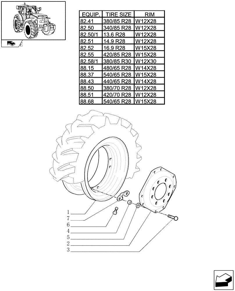 Схема запчастей Case IH MAXXUM 115 - (82.00[05]) - FRONT WHEELS (11) - WHEELS/TRACKS