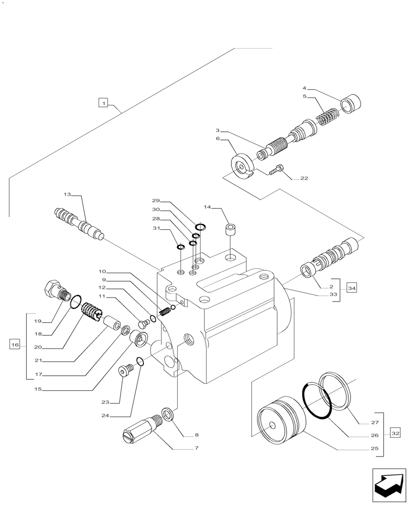 Схема запчастей Case IH FARMALL 140A - (35.114.AA) - HYDRAULIC LIFT CYLINDER (35) - HYDRAULIC SYSTEMS