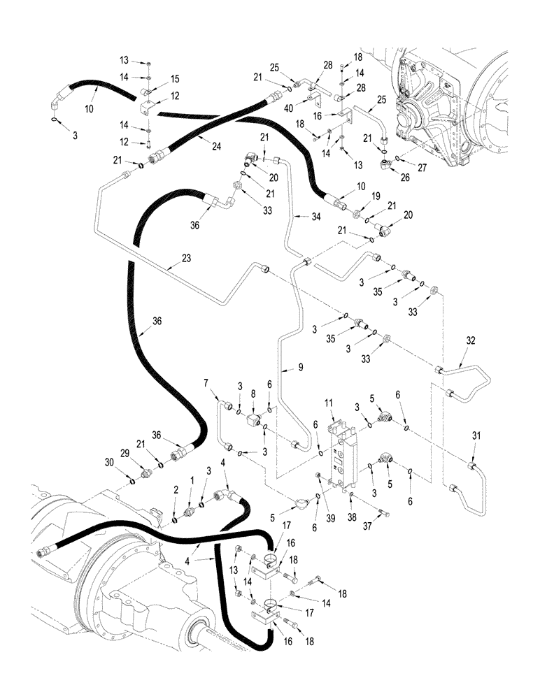 Схема запчастей Case IH STX380 - (08-07) - 450 SERIES AXLE HYDRAULICS - AIR AND LUBRICATON CIRCUIT (08) - HYDRAULICS