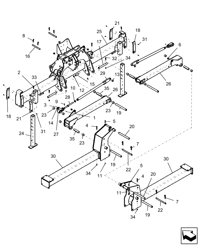 Схема запчастей Case IH 1220 - (39.100.09) - MAIN FRAME, 8 ROW MOUNTED STACKER (39) - FRAMES AND BALLASTING