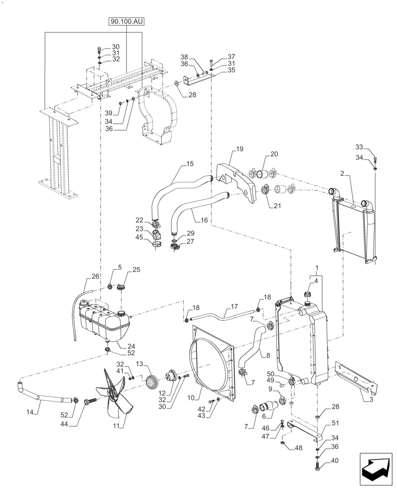 Схема запчастей Case IH FARMALL 120A - (10.400.BE) - RADIATOR & RELATED PARTS (10) - ENGINE