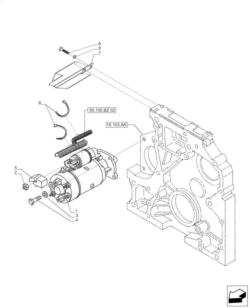 Схема запчастей Case IH FARMALL 140A - (55.201.AE) - STARTER MOTOR (55) - ELECTRICAL SYSTEMS