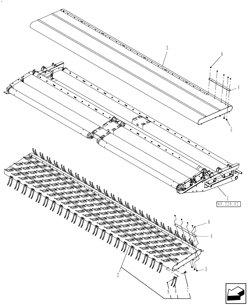 Схема запчастей Case IH 3016 - (60.220.05) - DRAPER, 12 HEADERS (60) - PRODUCT FEEDING