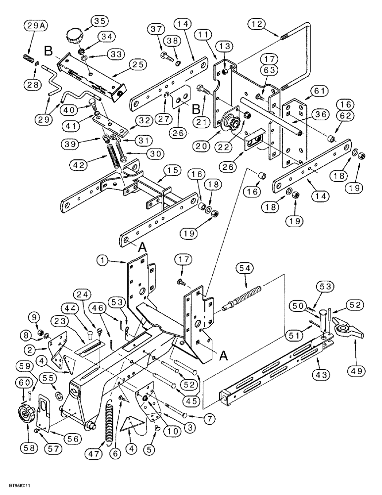 Схема запчастей Case IH 955 - (9D-02) - ROW UNIT FRAME, ALL PLANTERS EXCEPT SOLID ROW CROP (09) - CHASSIS/ATTACHMENTS