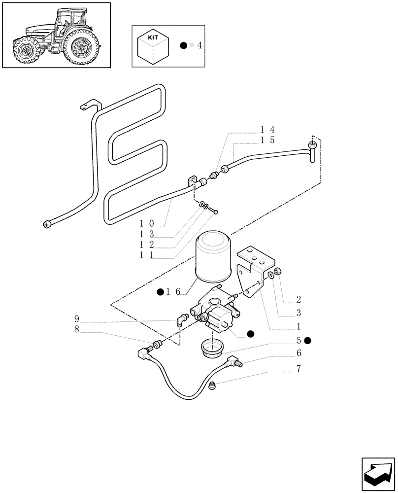 Схема запчастей Case IH MXU130 - (1.68.6[05]) - (VAR.178-242-243-385-448) TRAILER AIR BRAKE - VALVE AND PIPES (05) - REAR AXLE