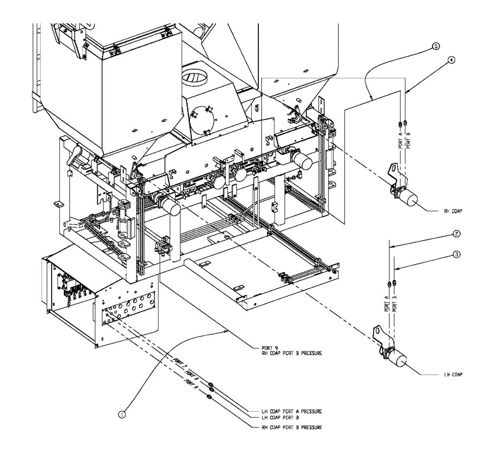 Схема запчастей Case IH FLX810 - (02-027) - HOSE GROUP, DOUBLE BIN, 37 & 50 CU. FT Bin Group