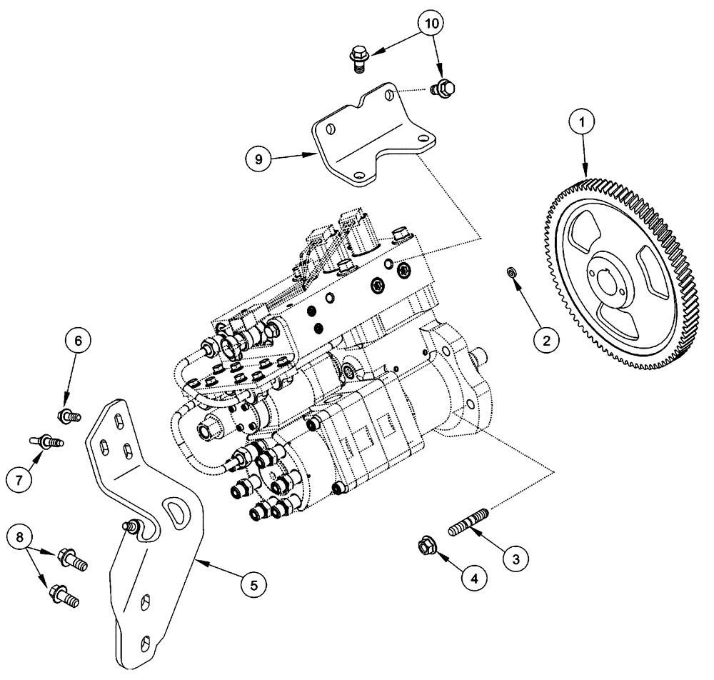 Схема запчастей Case IH FLX4010 - (02-078) - FUEL INJECTION PUMP - GEAR AND MOUNTING BRACKETS, FLX4010 & FLX4510 (01) - ENGINE