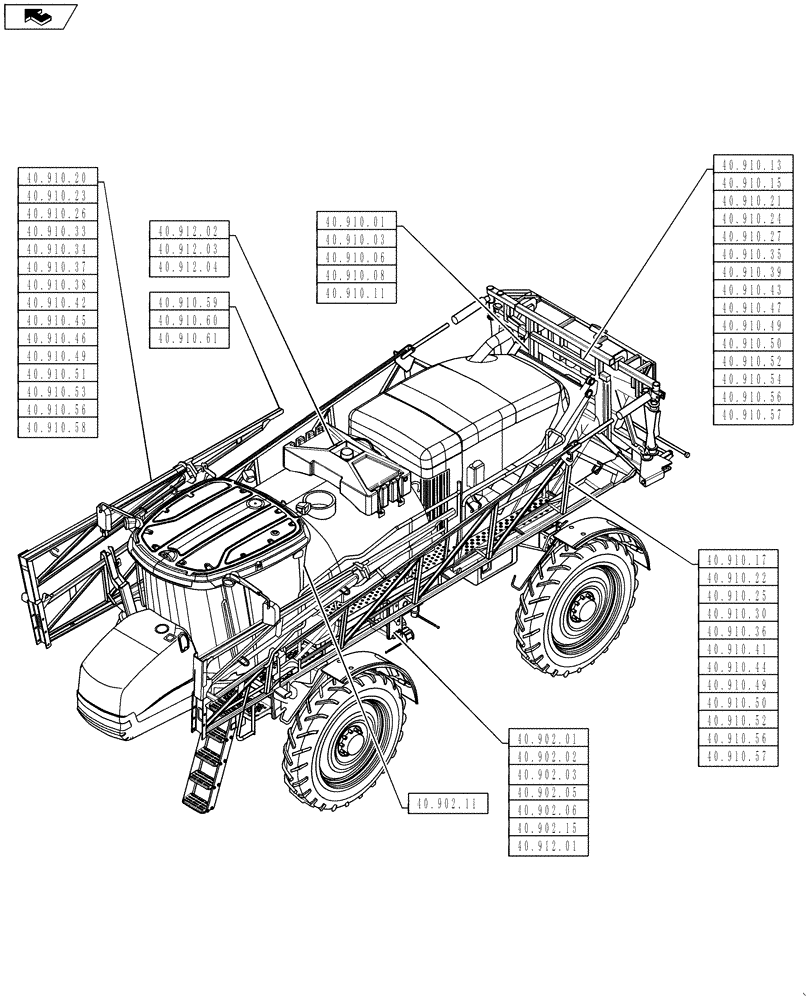 Схема запчастей Case IH 4430 - (00.000.40[01]) - PICTORIAL INDEX - PLUMBING (00) - GENERAL & PICTORIAL INDEX