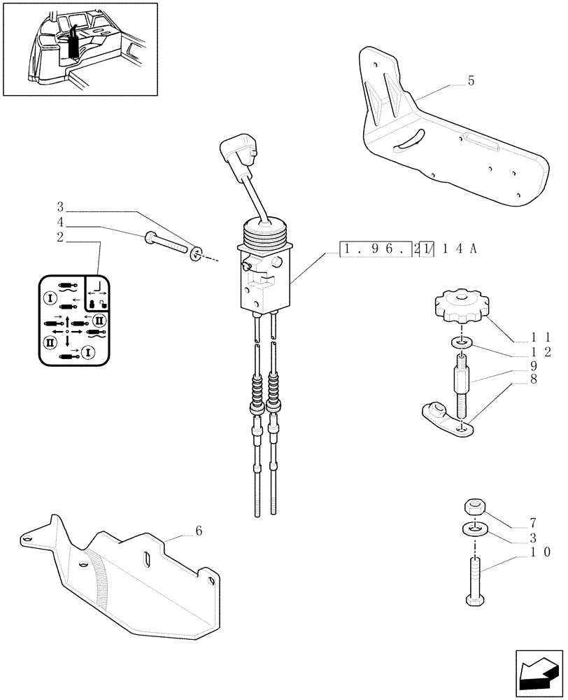 Схема запчастей Case IH MXU115 - (1.96.2/13[01A]) - (VAR.381) MECHANICAL JOYSTICK GOVERNING 2 CONTROL VALVES (EDC) - D5875 (10) - OPERATORS PLATFORM/CAB