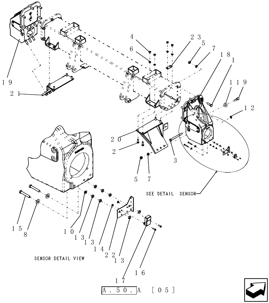 Схема запчастей Case IH ADX2230 - (D.13.B[03]) - CAST REAR AXLE HOUSING - HEAVY BSN CBJ0004380 D - Travel