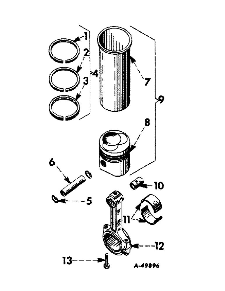 Схема запчастей Case IH 2606 - (029) - DIESEL ENGINE, CONNECTING RODS AND SLEEVE SET (01) - ENGINE