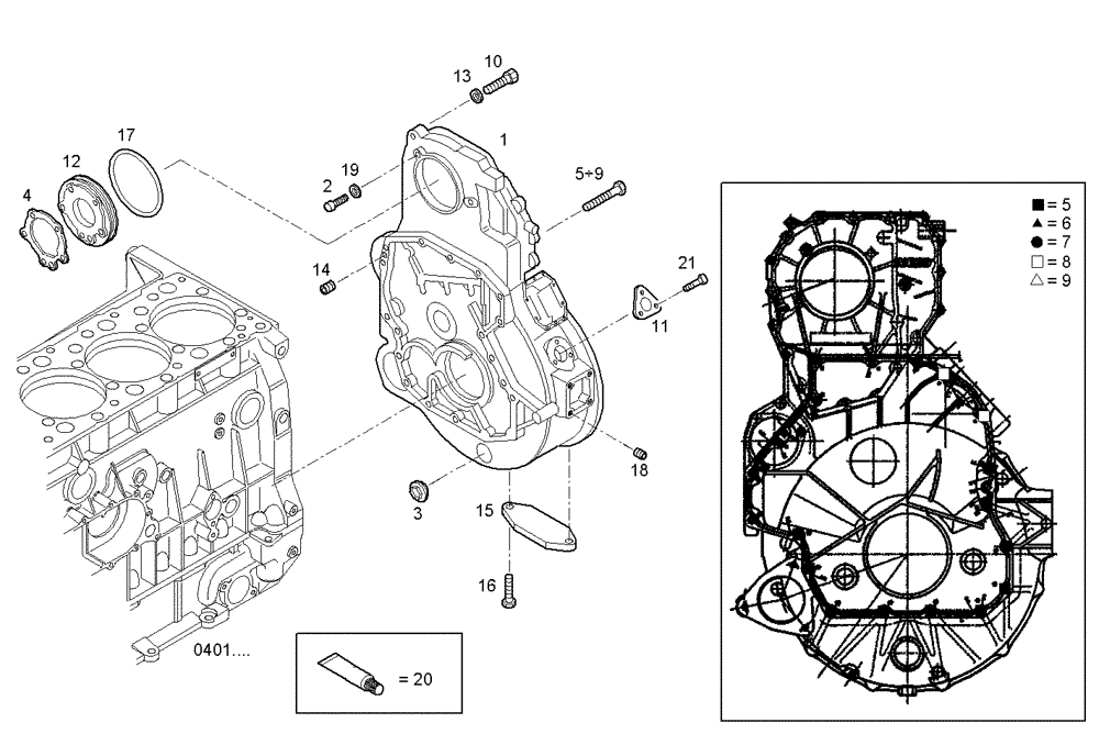 Схема запчастей Case IH F3BE0684A B002 - (0432.028) - REAR C.CASE COVER [FROM 3-10-05] 