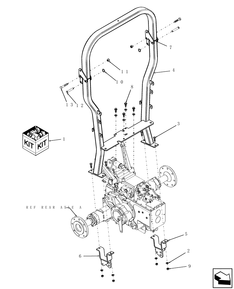 Схема запчастей Case IH DX45 - (10.11) - FOLDABLE ROPS ASSEMBLY (10) - OPERATORS PLATFORM/CAB