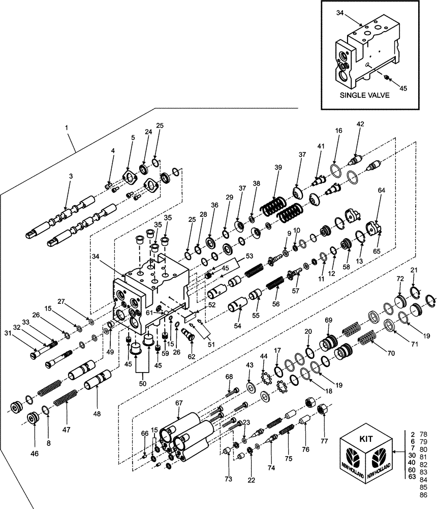 Схема запчастей Case IH FARMALL 110A - (35.204.BE) - HYDRAULIC CONTROL VALVE (SOHIPREN) (07) - HYDRAULIC SYSTEMS